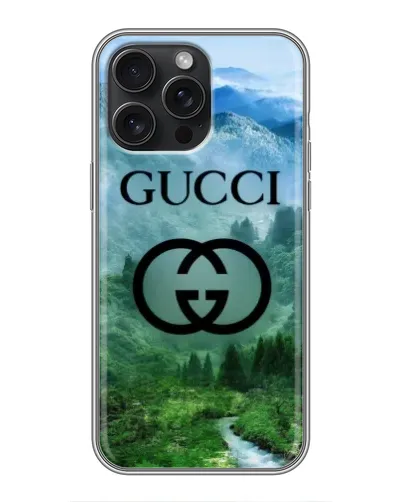 Чохол для iPhone 15 Pro Max з картинкою «Gucci — гірський пейзаж»