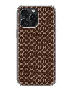 Чехол для iPhone 15 Pro Max с картинкой «Gucci — шоколадная сетка» Чехол для iPhone 15 Pro Max с картинкой «Gucci — шоколадная сетка»