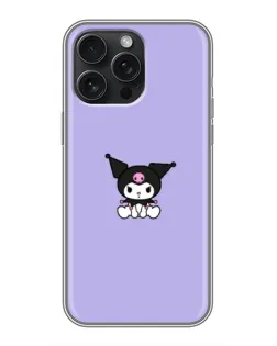 Чохол для iPhone 15 Pro Max з картинкою «Kuromi — фіолетовий мінімалізм»