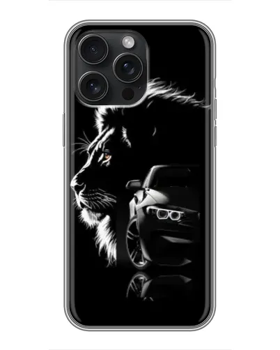Чохол для iPhone 15 Pro Max з картинкою «BMW та лев»
