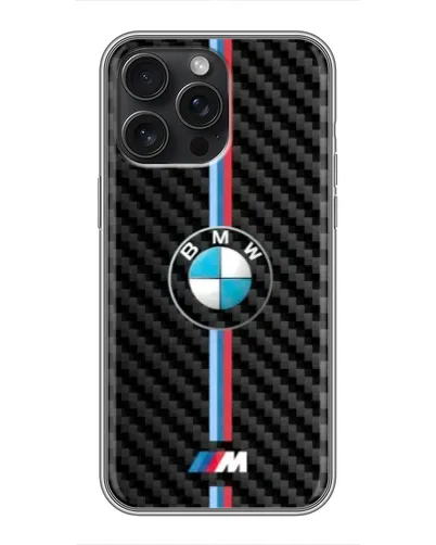 Чохол для iPhone 15 Pro Max з картинкою «Емблема BMW та карбон»