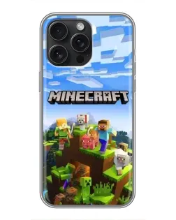 Чохол для iPhone 15 Pro Max з картинкою «Minecraft класичний світ»