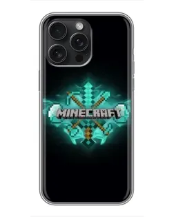 Чохол для iPhone 15 Pro Max з картинкою «Minecraft Diamond лого»