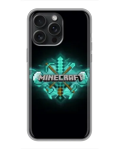 Чохол для iPhone 15 Pro Max з картинкою «Minecraft Diamond лого» Чохол для iPhone 15 Pro Max з картинкою «Minecraft Diamond лого»