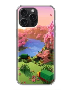 Чохол для iPhone 15 Pro Max з картинкою «Рожеве дерево Minecraft»