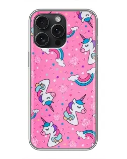 Чехол для iPhone 15 Pro Max с картинкой «Unicorn паттерн розовый»