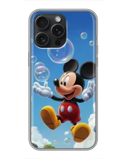 Чохол для iPhone 15 Pro Max з картинкою «Mickey та мильні бульбашки»