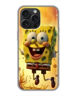 Чохол для iPhone 15 Pro Max з картинкою «Губка Боб стрибає»