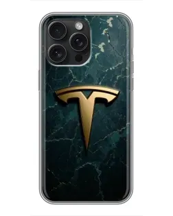 Чохол для iPhone 15 Pro Max з картинкою «Мармурова Tesla Gold»