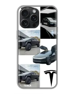 Чохол для iPhone 15 Pro Max з картинкою «Колаж Cybertruck Tesla»