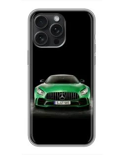 Чохол для iPhone 15 Pro Max з картинкою «Mercedes — неоновий лого»