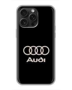 Чохол для iPhone 15 Pro Max з картинкою «Audi — золотий логотип»