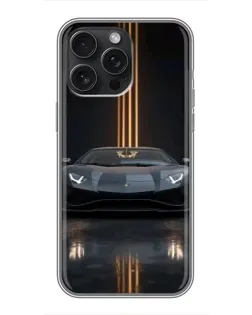 Чохол для iPhone 15 Pro Max з картинкою «Lamborghini золоті лінії»