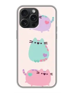 Чохол для iPhone 15 Pro Max з картинкою «Pusheen тріо»