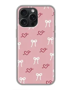 Чохол для iPhone 15 Pro Max з картинкою «Серця та банти»
