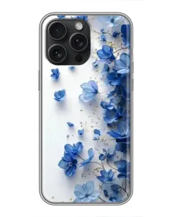Чохол для iPhone 15 Pro Max з картинкою «Блакитний квітковий каскад»