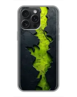 Чохол для iPhone 15 Pro Max з картинкою «Салатовий розлом скелі»