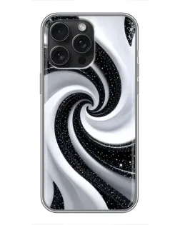 Чохол для iPhone 15 Pro Max з картинкою «Чорно-біла спіраль»