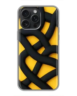 Чохол для iPhone 15 Pro Max з картинкою «Чорне жовте переплетення»