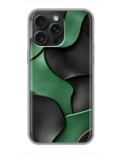 Чохол для iPhone 15 Pro Max з картинкою «Зелені шкіряні хвилі» Чохол для iPhone 15 Pro Max з картинкою «Зелені шкіряні хвилі»