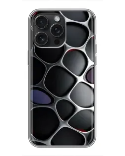 Чохол для iPhone 15 Pro Max з картинкою «Об'ємна темна решітка»