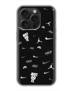 Чохол для iPhone 15 Pro з картинкою «Nike Black Pattern»