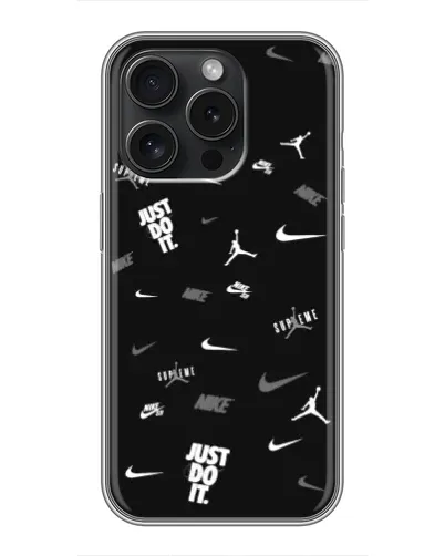 Чехол для iPhone 15 Pro с картинкой «Nike Black Pattern»