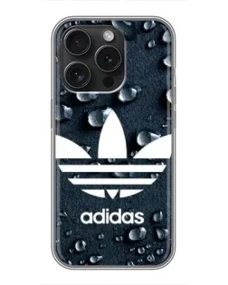 Чехол для iPhone 15 Pro с картинкой «Adidas Trefoil Blue»