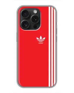 Чехол для iPhone 15 Pro с картинкой «Красный минимализм Adidas»
