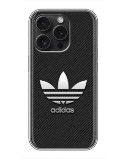 Чехол для iPhone 15 Pro с картинкой «Adidas Карбоновая текстура»