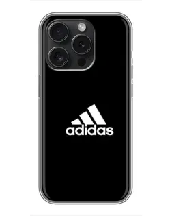 Чехол для iPhone 15 Pro с картинкой «Черная классика Adidas»