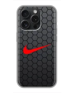 Чехол для iPhone 15 Pro с картинкой «Nike — карбоновая сетка»