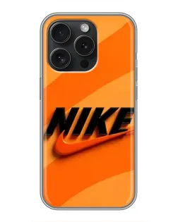 Чехол для iPhone 15 Pro с картинкой «Оранжевый драйв Nike»