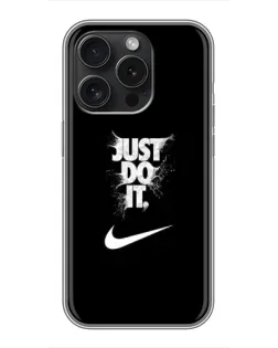 Чехол для iPhone 15 Pro с картинкой «Текстовый принт Nike»