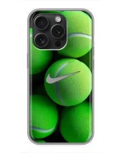 Чехол для iPhone 15 Pro с картинкой «Теннисные мячи Найк»