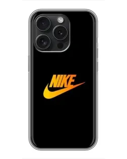 Чехол для iPhone 15 Pro с картинкой «Золотой логотип Nike»
