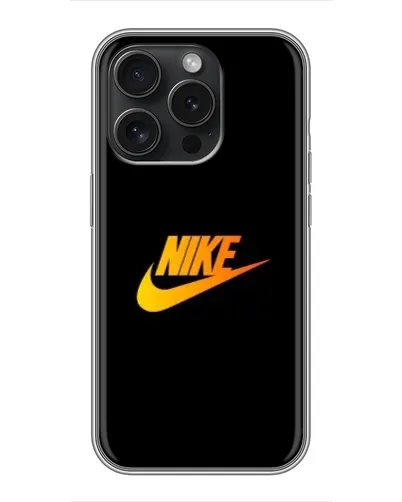 Чехол для iPhone 15 Pro с картинкой «Золотой логотип Nike»