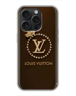 Чехол для iPhone 15 Pro с картинкой «LV — золотая печать»