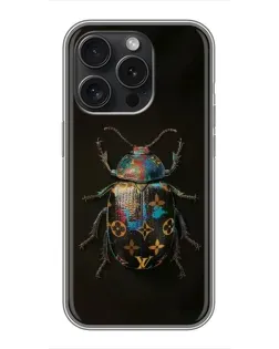 Чехол для iPhone 15 Pro с картинкой «LV — мраморный принт»