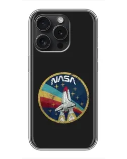 Чехол для iPhone 15 Pro с картинкой «NASA — эмблема миссии»