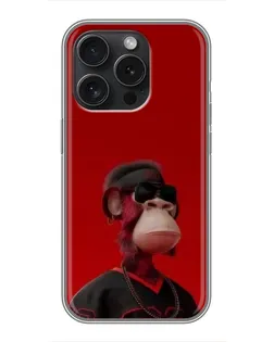 Чехол для iPhone 15 Pro с картинкой «Bored Ape в красном»