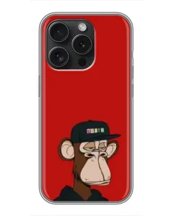 Чехол для iPhone 15 Pro с картинкой «Bored Ape — красный фон»