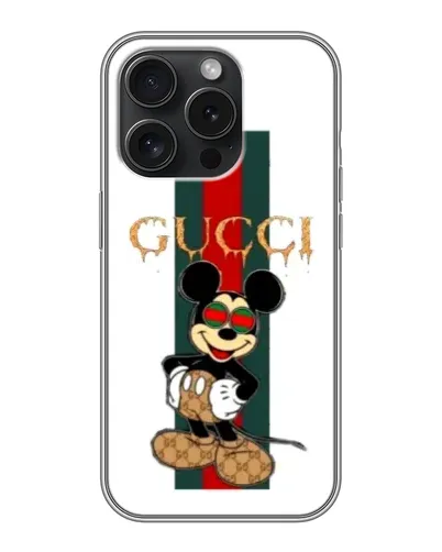 Чехол для iPhone 15 Pro с картинкой «Микки Маус Gucci — полосы» Чехол для iPhone 15 Pro с картинкой «Микки Маус Gucci — полосы»