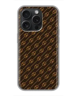 Чехол для iPhone 15 Pro с картинкой «Gucci — золотые диагонали»