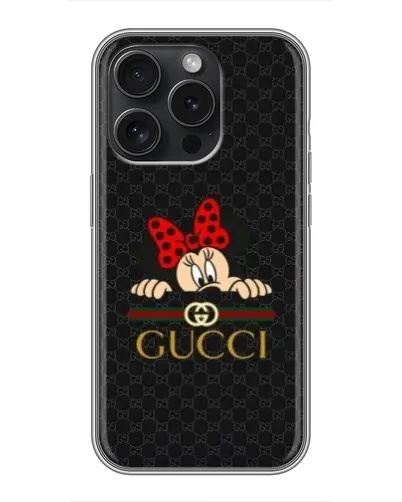 Чехол для iPhone 15 Pro с картинкой «Минни Маус Gucci — черный» Чехол для iPhone 15 Pro с картинкой «Минни Маус Gucci — черный»