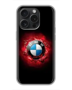 Чехол для iPhone 15 Pro с картинкой «Логотип BMW — вспышка»