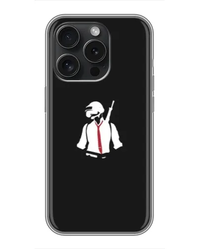 Чехол для iPhone 15 Pro с картинкой «PUBG — силуэт воина» Чехол для iPhone 15 Pro с картинкой «PUBG — силуэт воина»