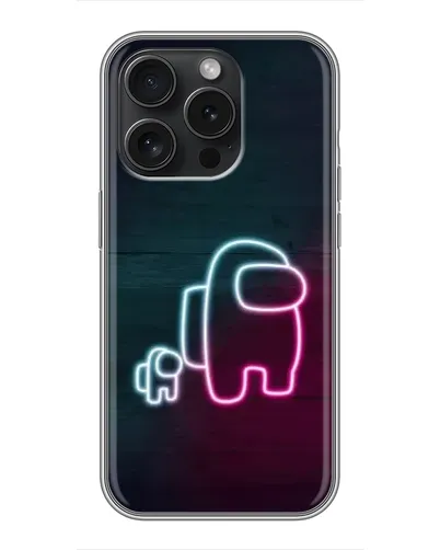 Чехол для iPhone 15 Pro с картинкой «Among Us неон-арт» Чехол для iPhone 15 Pro с картинкой «Among Us неон-арт»