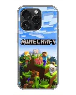 Чехол для iPhone 15 Pro с картинкой «Minecraft классический мир»