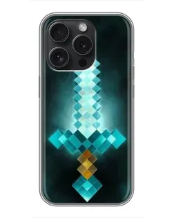 Чехол для iPhone 15 Pro с картинкой «Алмазный меч неон»